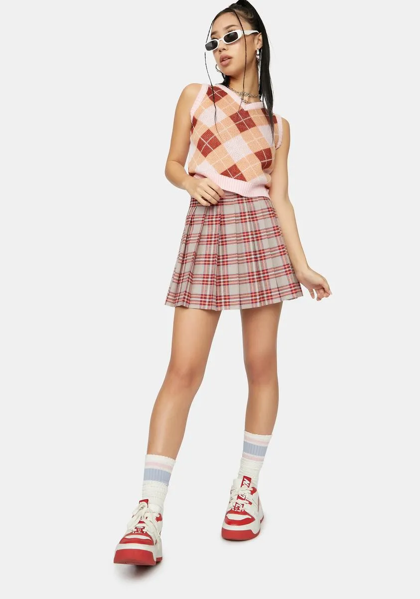 Beige Miss Popular Pleated Skirt