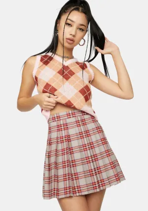 Beige Miss Popular Pleated Skirt