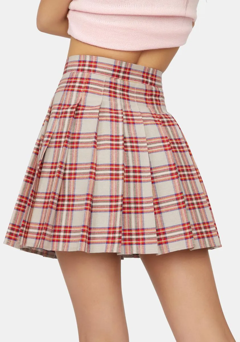 Beige Miss Popular Pleated Skirt