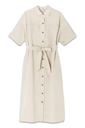 Belted Linen Shirt Dress