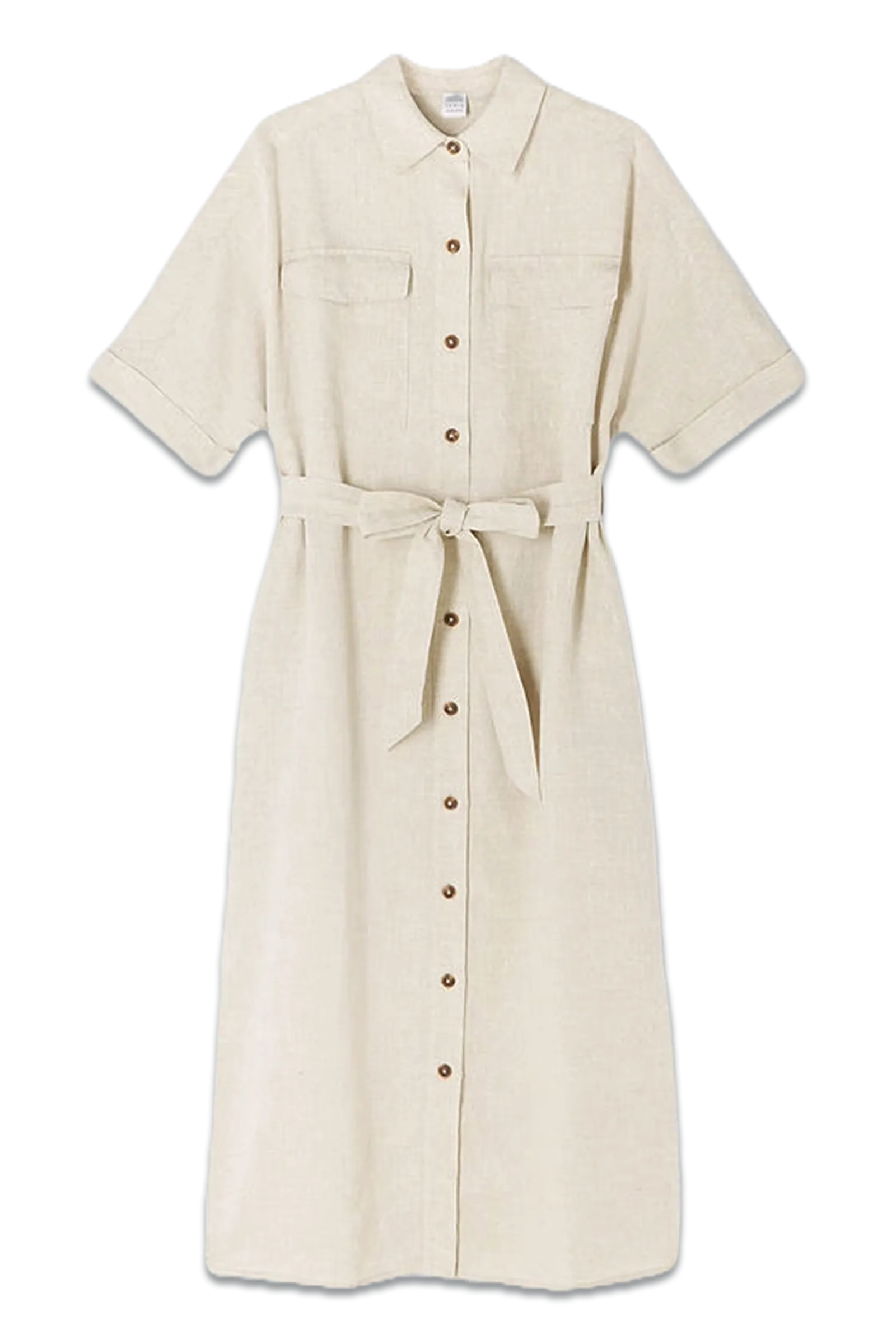 Belted Linen Shirt Dress