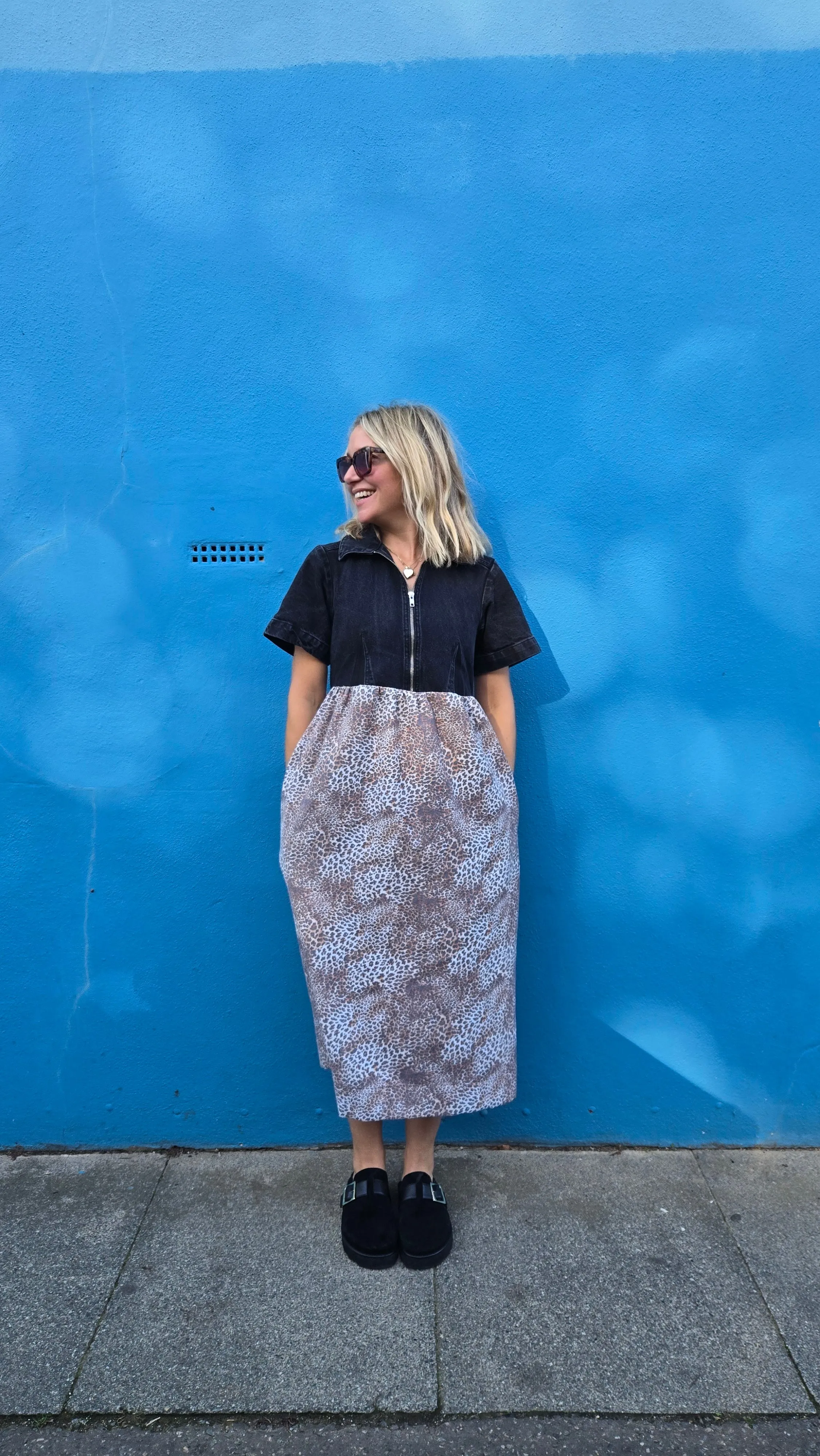 Billie Leopard Print Dress in Black by Studio Remade