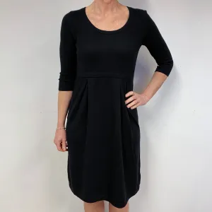 Black 3/4 Sleeve Cashmere Crew Neck Dress Medium