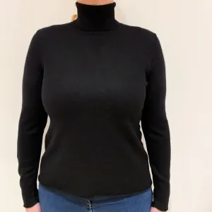 Black Boxy Cashmere Polo Neck Jumper Large