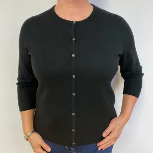 Black Cashmere Crew Neck Cardigan Large.