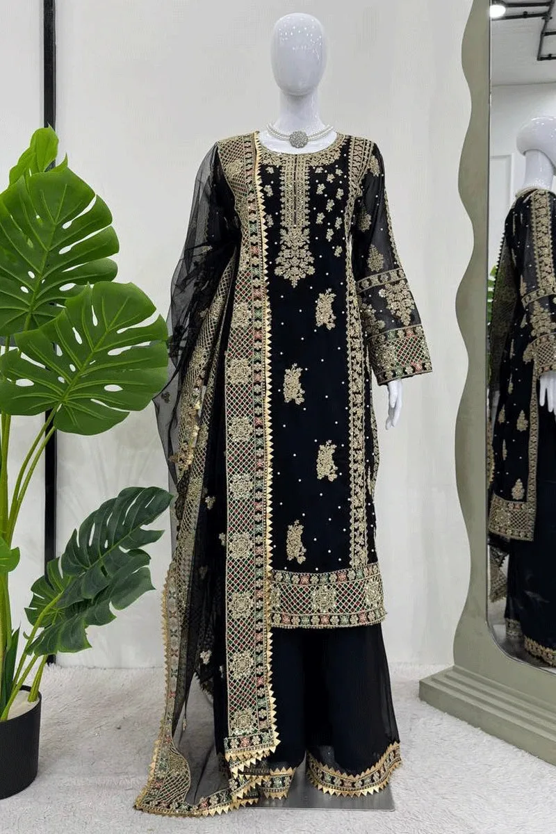 Black Color Sharara Suit For Sangeet Function