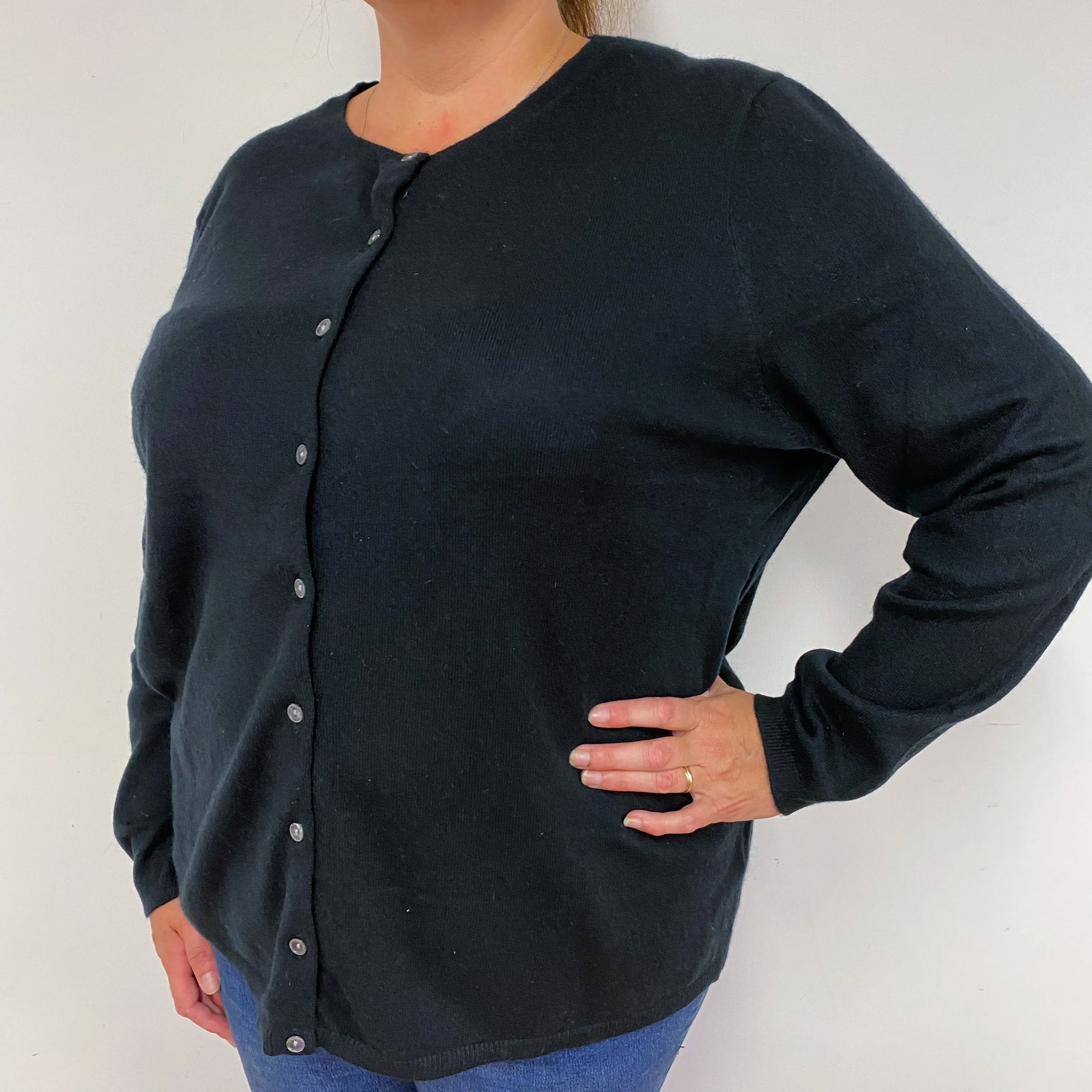 Black Crew Neck Cardigan Extra  Large