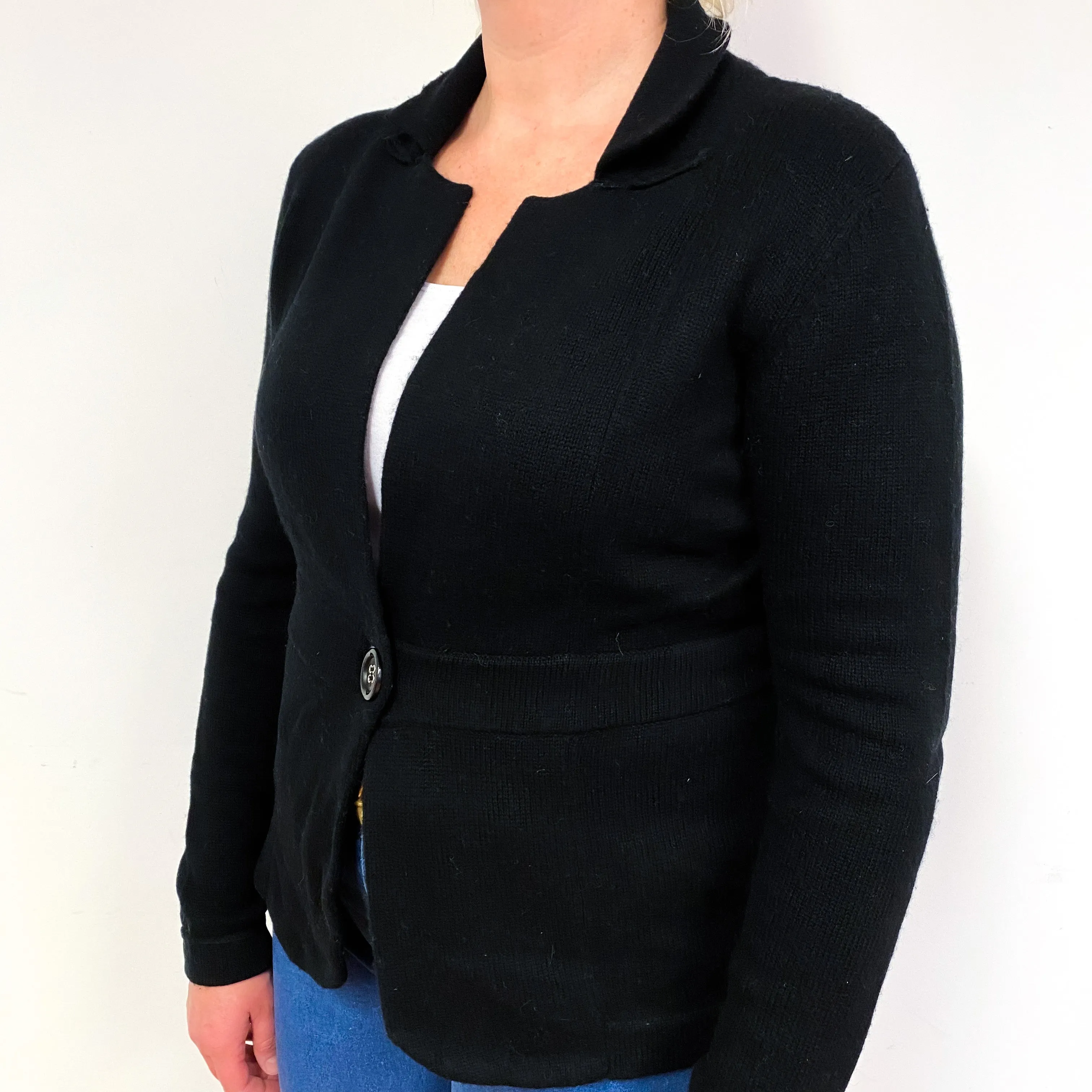 Black Empire Line Cashmere Collared Cardigan Large