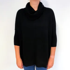 Black Oversized Cashmere Cowl Neck Jumper Large