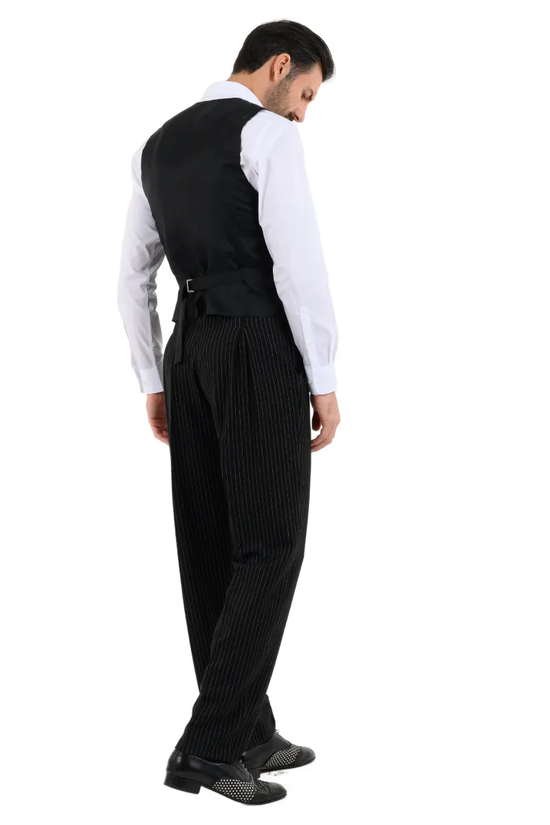 Black Pinstriped Men's Tango Vest