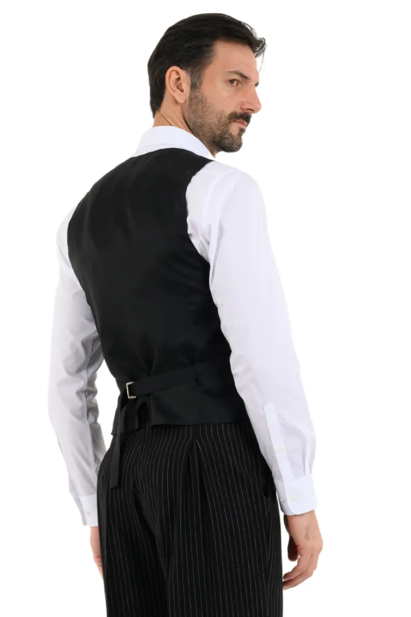 Black Pinstriped Men's Tango Vest
