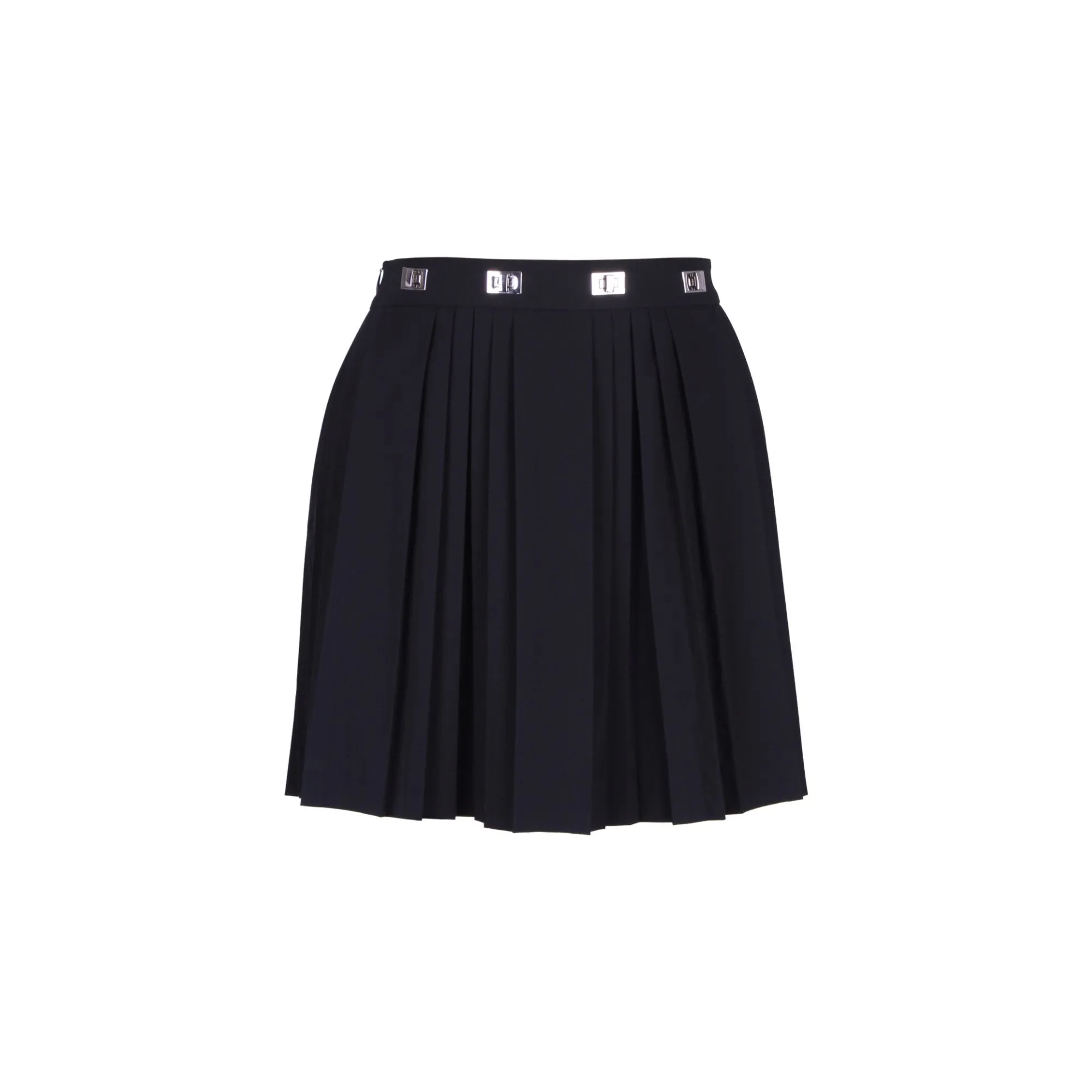 Black Small Twist-Lock Pleated Skirt