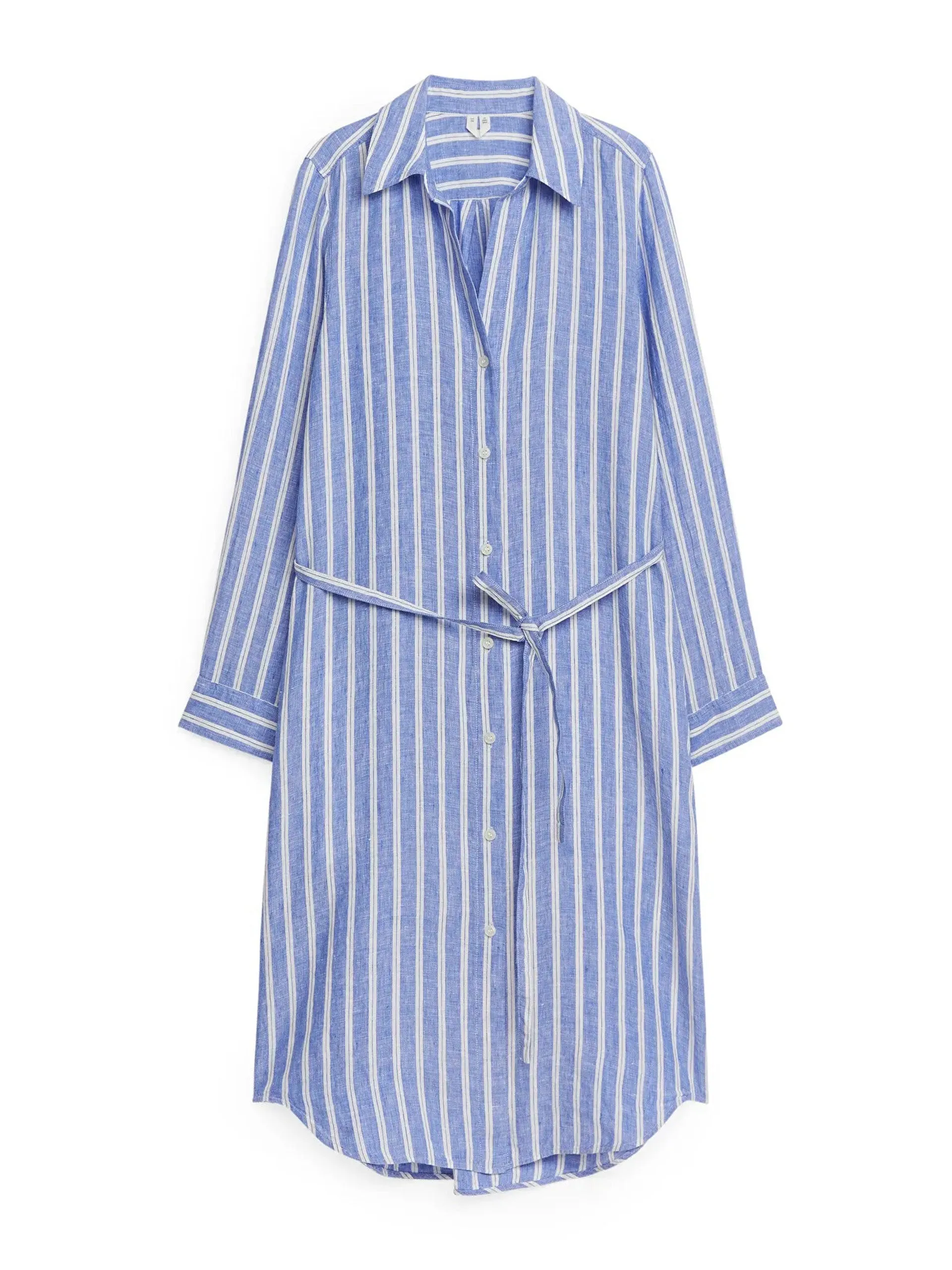 Blue and white striped dress