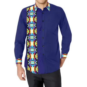 Blue Blanket Strip Dress Shirt