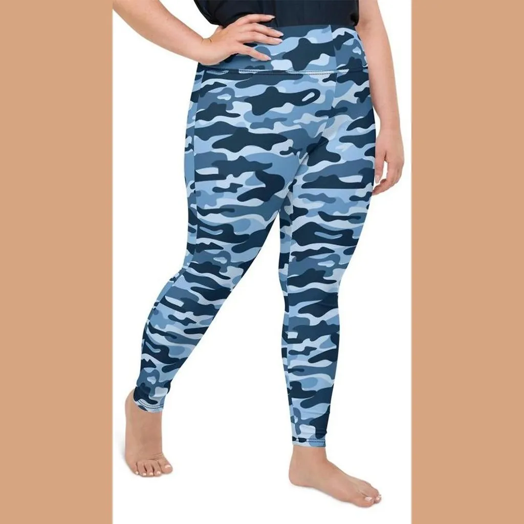 Blue Camo Plus Size Leggings