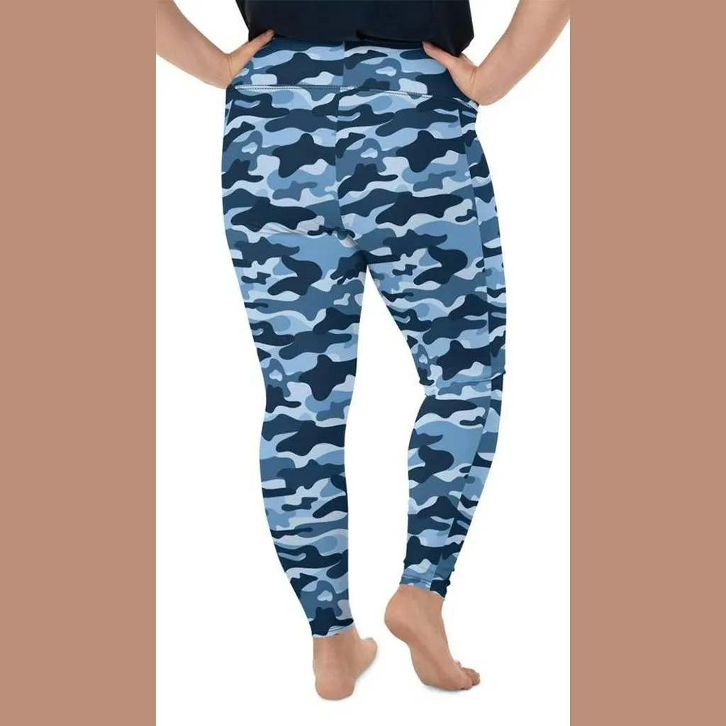 Blue Camo Plus Size Leggings