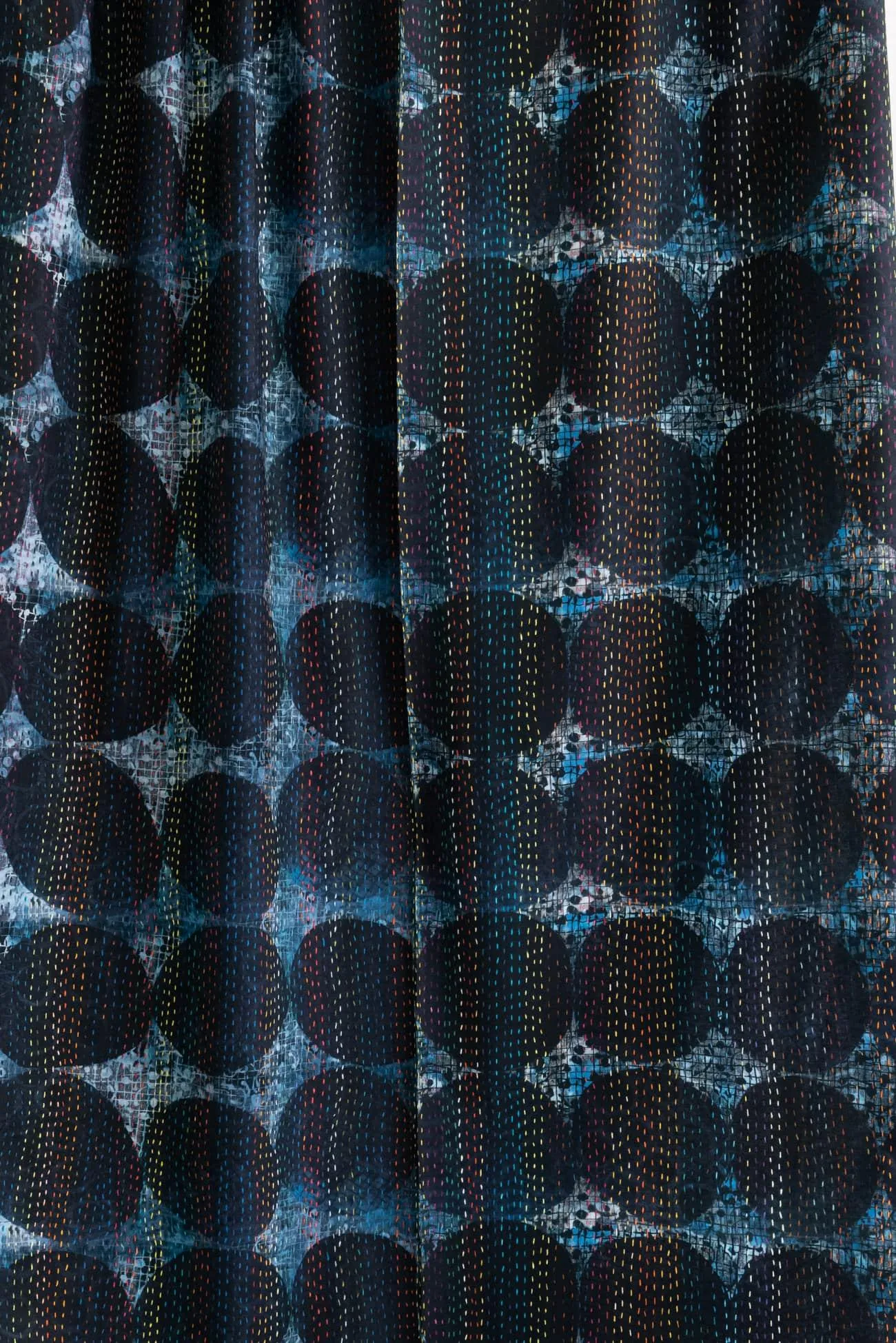 Blue Circle Stitch Cotton Woven