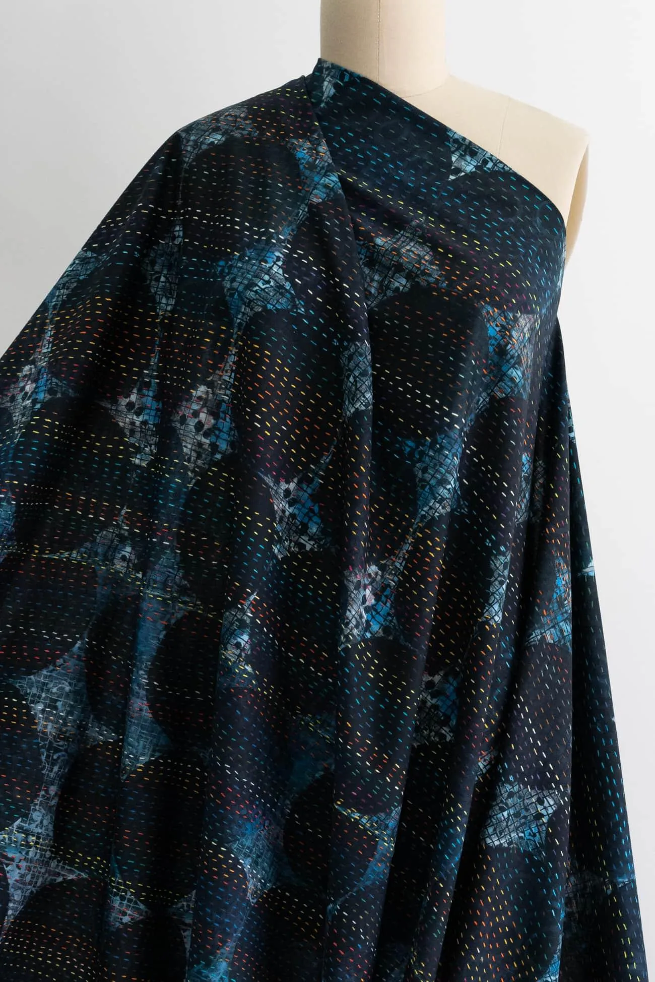 Blue Circle Stitch Cotton Woven