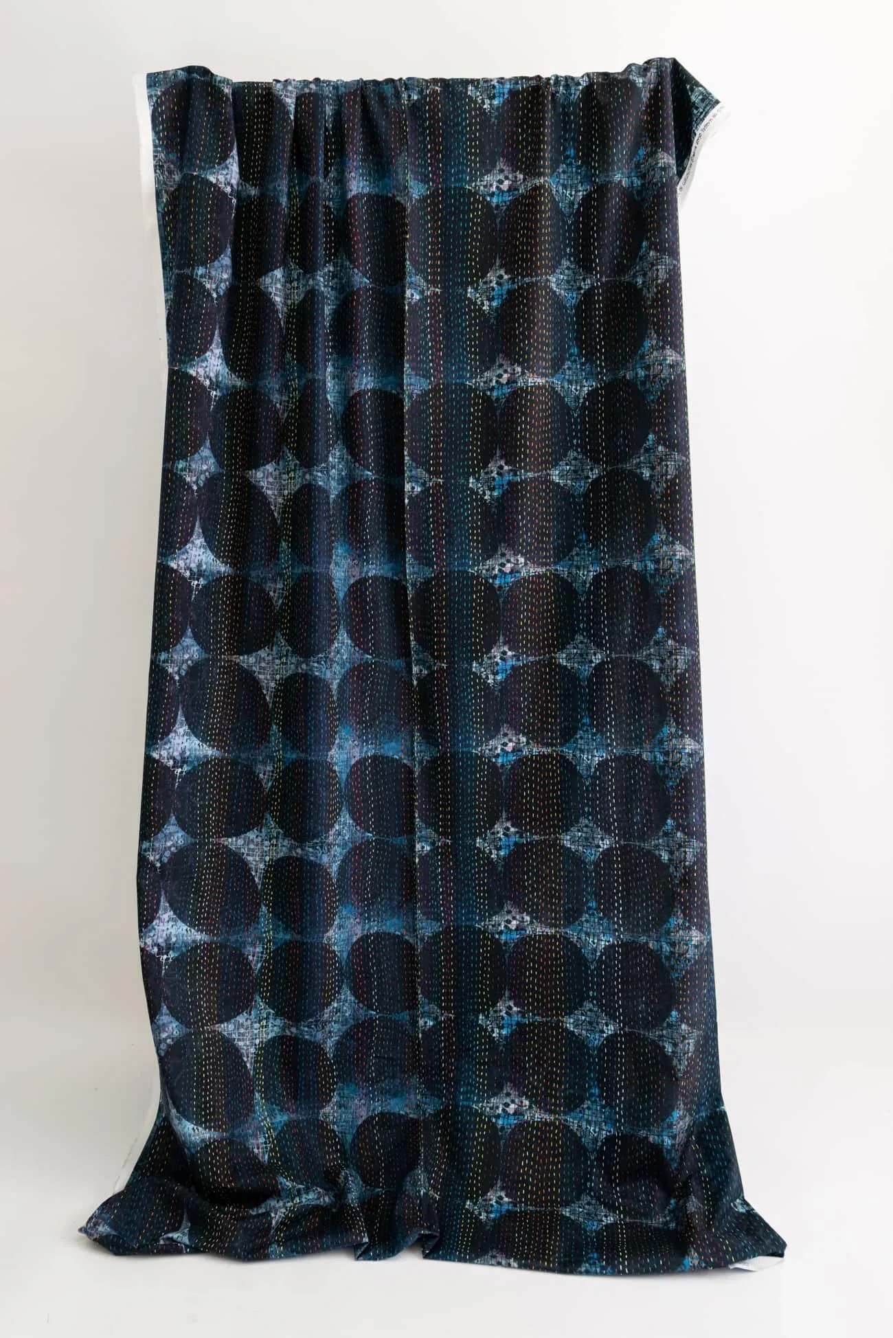Blue Circle Stitch Cotton Woven