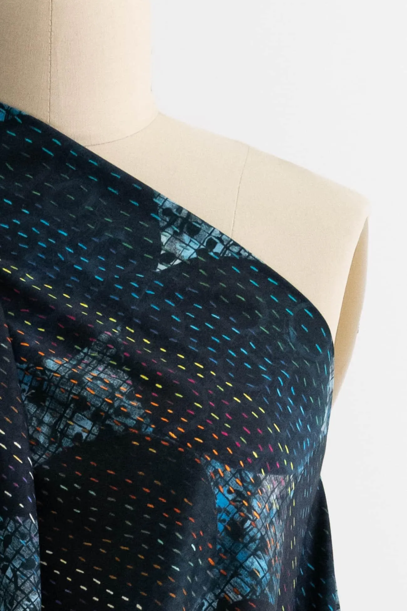 Blue Circle Stitch Cotton Woven