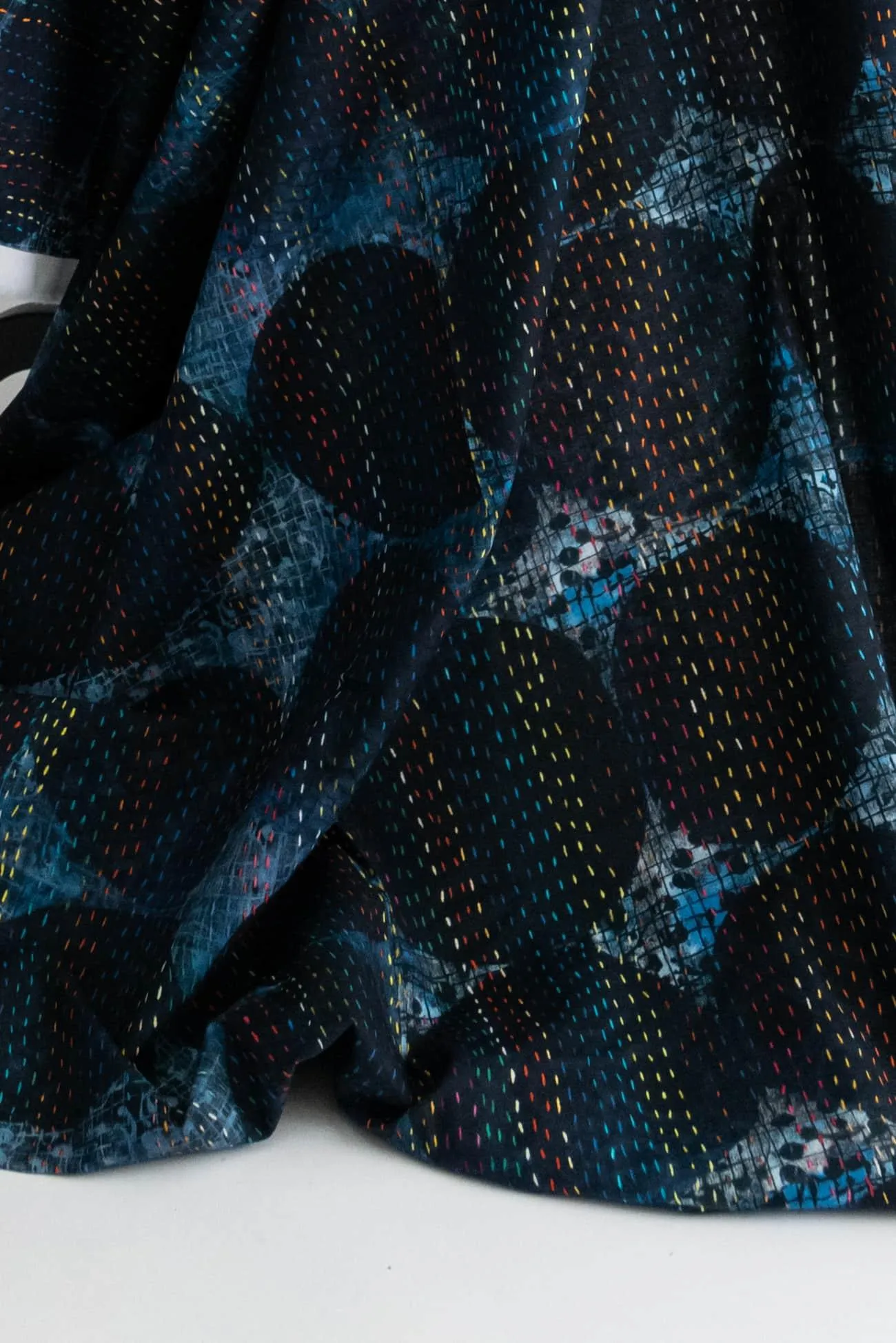 Blue Circle Stitch Cotton Woven