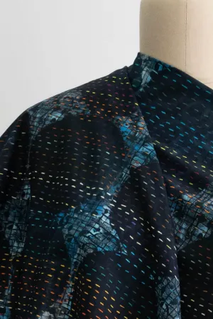 Blue Circle Stitch Cotton Woven