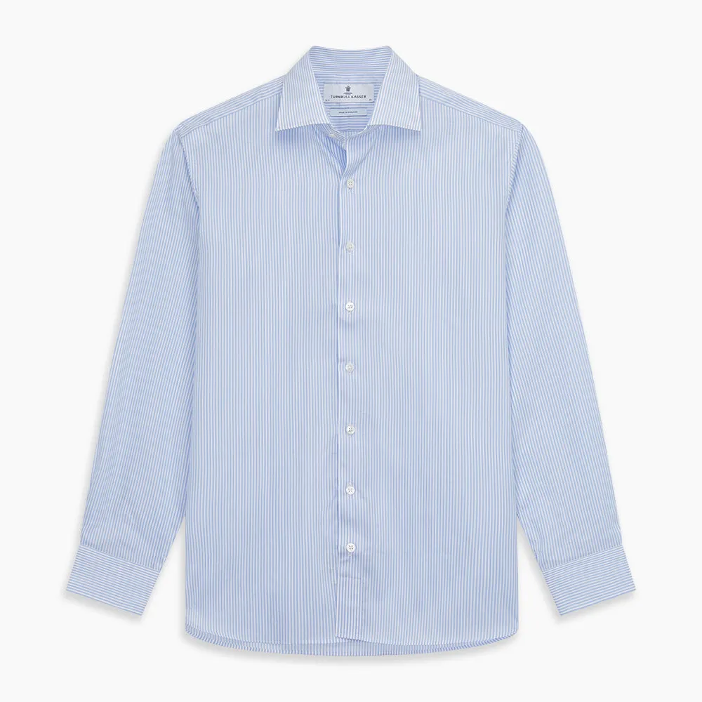 Blue Multi Stripe Tailored Fit Twill Shirt with Kent Collar and 2 Button Cuffs