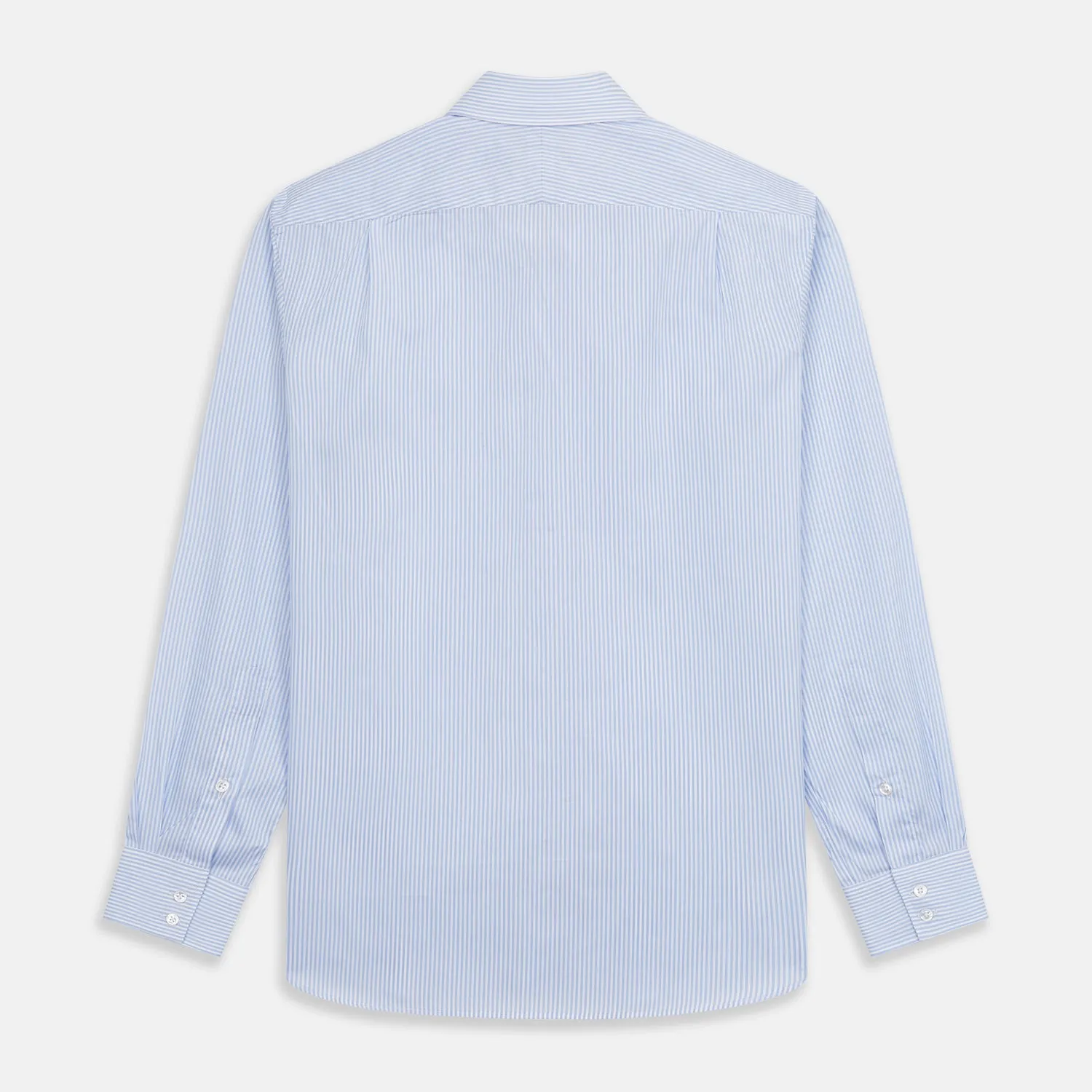 Blue Multi Stripe Tailored Fit Twill Shirt with Kent Collar and 2 Button Cuffs