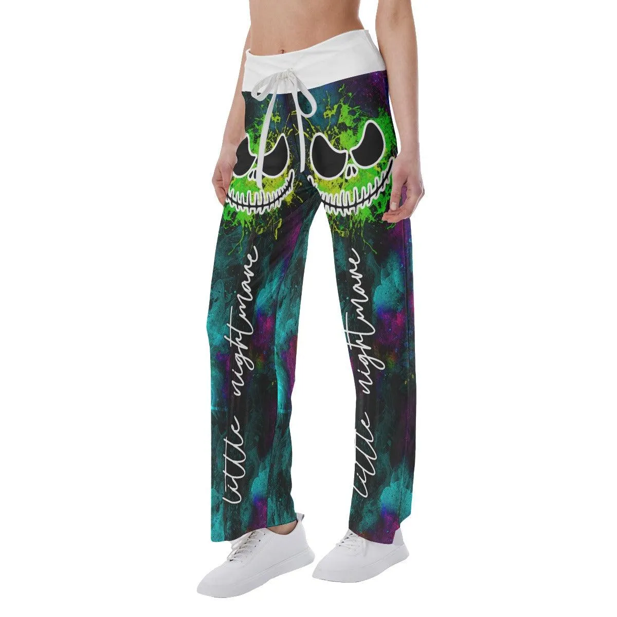 Blue Ocean Skull High-waisted Wide Leg Pants