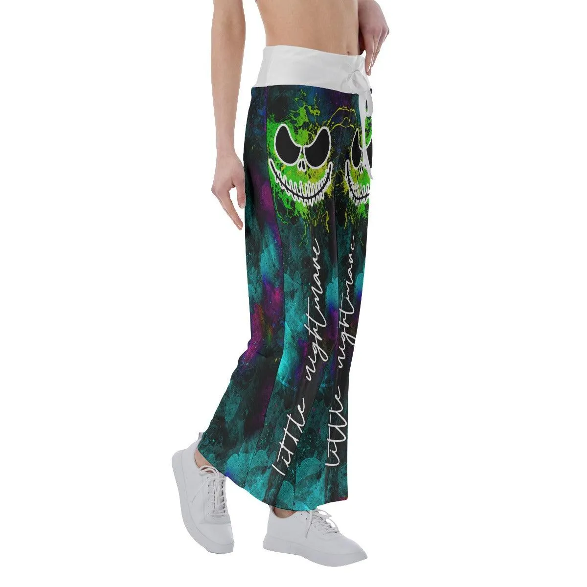 Blue Ocean Skull High-waisted Wide Leg Pants