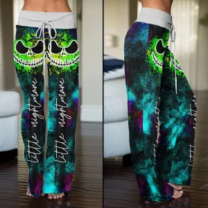Blue Ocean Skull High-waisted Wide Leg Pants