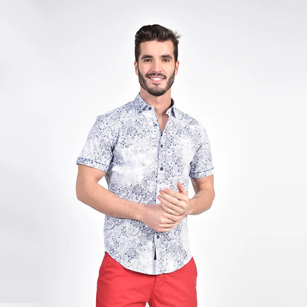 Blue Paisley Trace Short Sleeve Shirt