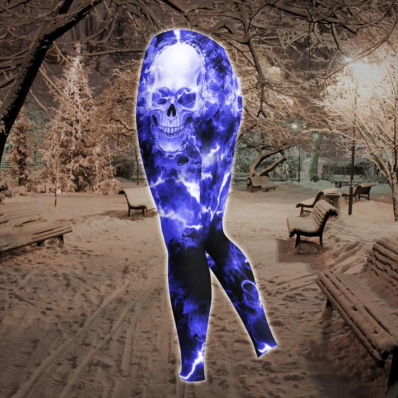 Blue Purple Smoke Skull Combo Hoodie and Leggings