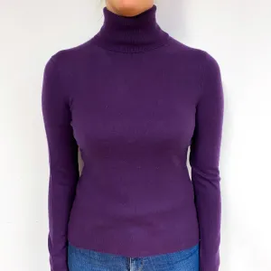 Blueberry Purple Cashmere Polo Neck Jumper Small