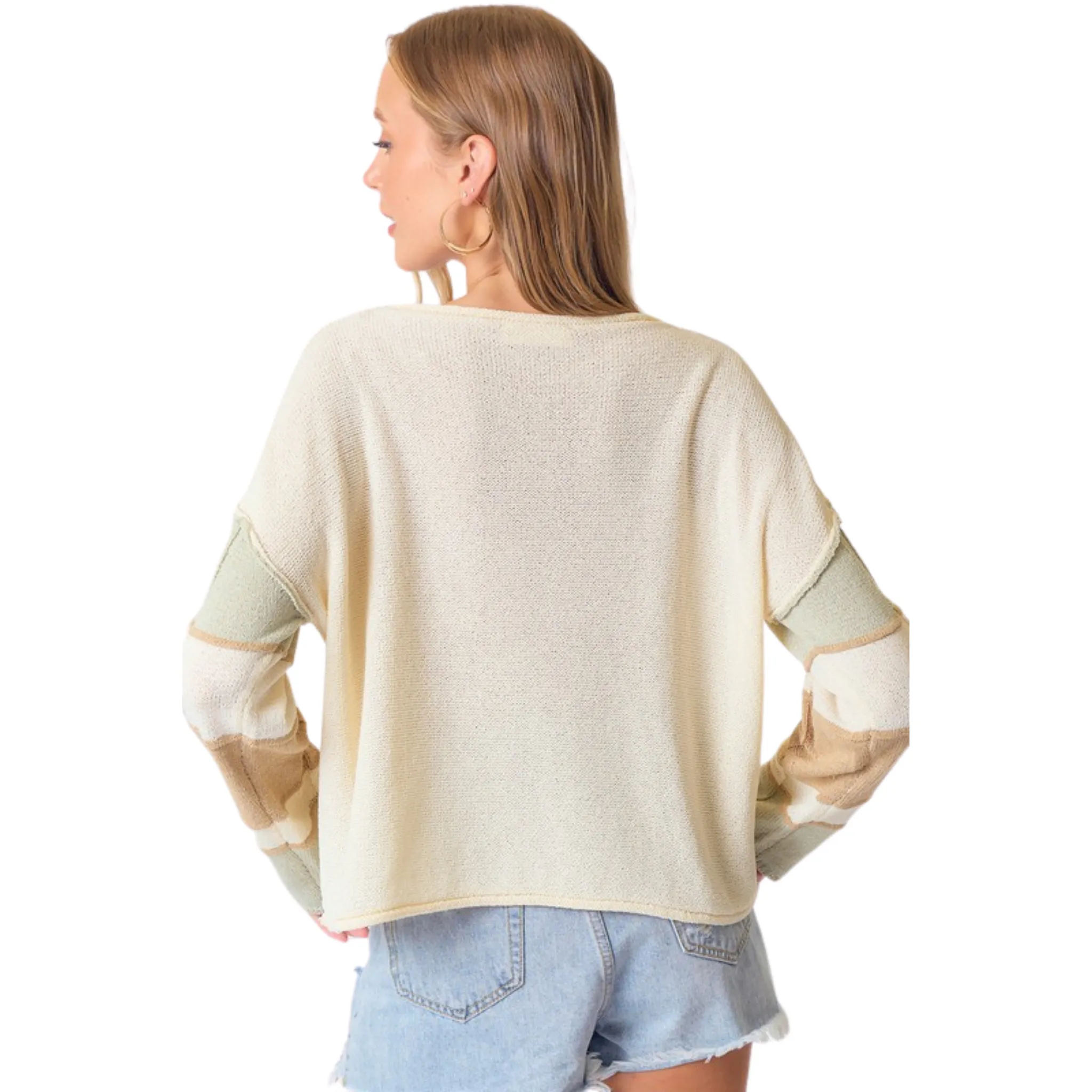 Boat Neck Color Block Sweater