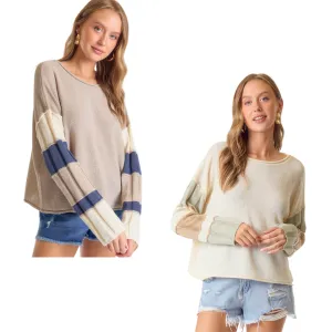 Boat Neck Color Block Sweater