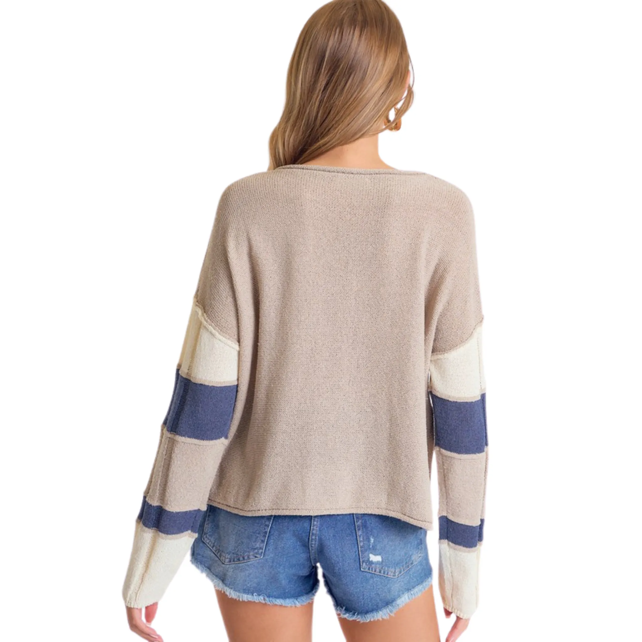 Boat Neck Color Block Sweater