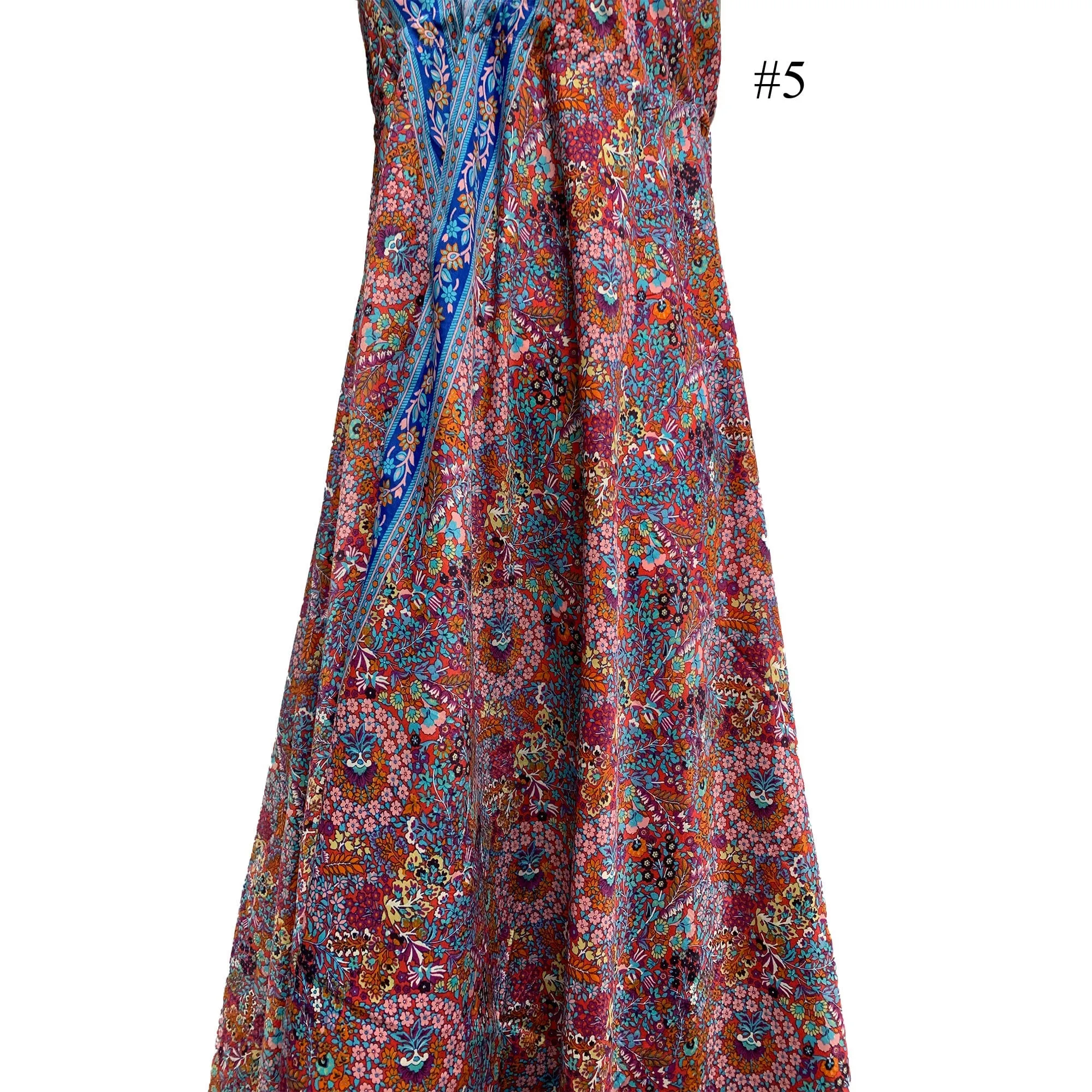 Boho Silk Halter Dress Beach Party Goddess Paisely Maxi Dress Niya
