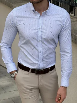 Bojoni Montebello Slim Fit High Quality Patterned Blue Shirt