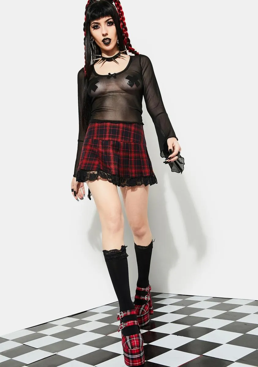 Born To Burn Plaid Mini Skirt