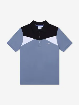 BOSS Boys Colourblock Polo Shirt in Grey