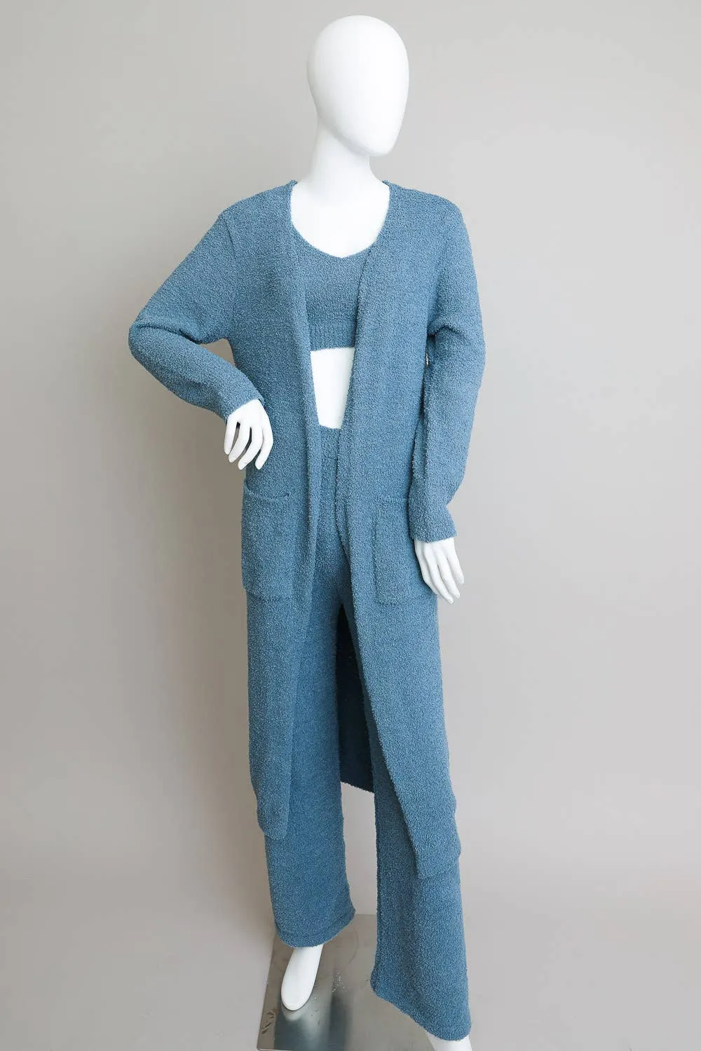 Boucle Cozy Longline Cardigan w/ Pockets: Cream