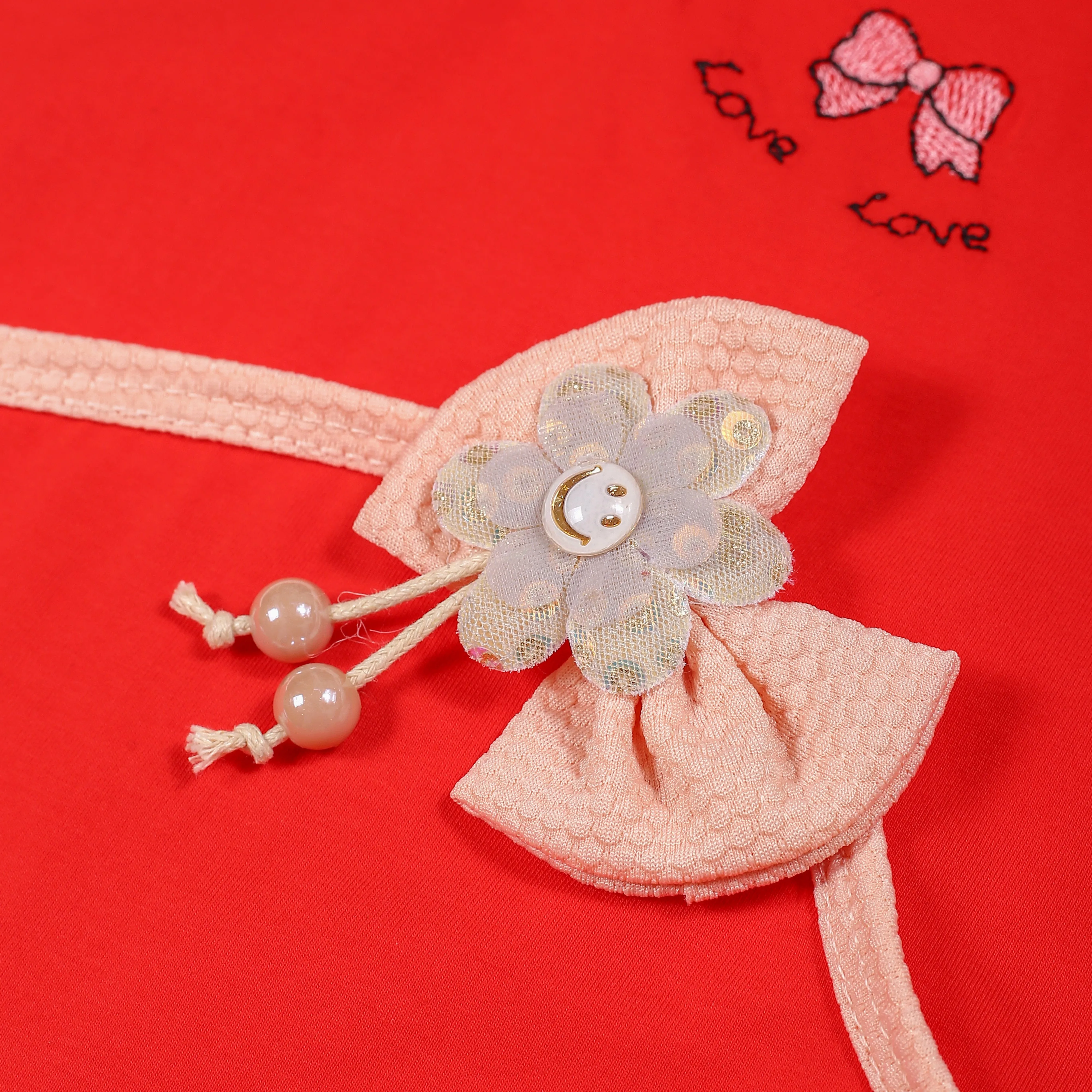 BOW STYLE LOVE SLEEVE LESS SHIRT