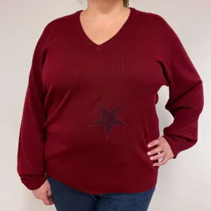 Boyfriend Claret Star V Neck Jumper Extra Large