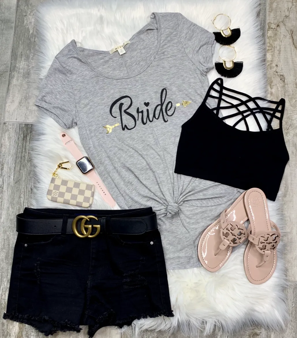 Bride Short Sleeve Graphic Tee: Grey