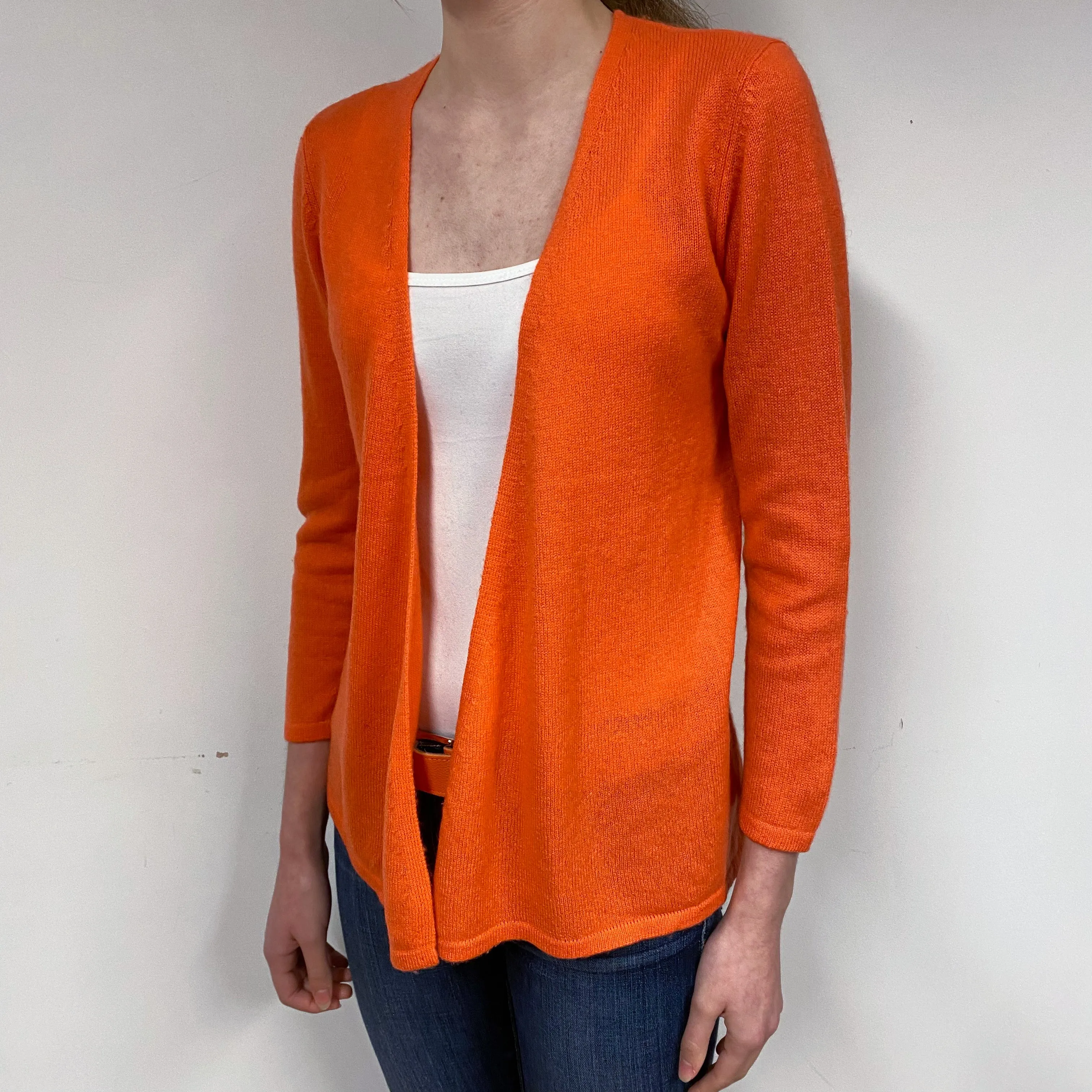 Bright Orange Cashmere Edge to Edge Cardigan Extra Small