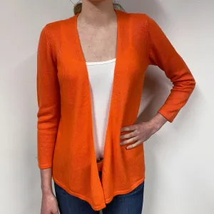 Bright Orange Cashmere Edge to Edge Cardigan Extra Small