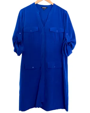 Bright Winter Cobalt Patch Pocket Shirt Dress