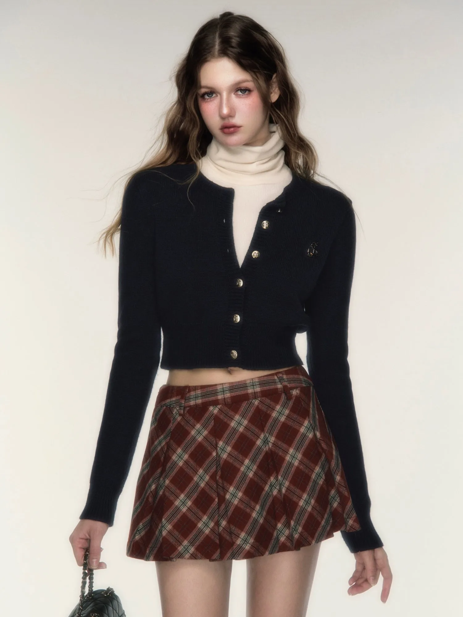 British College Style Plaid Pleated Skirt