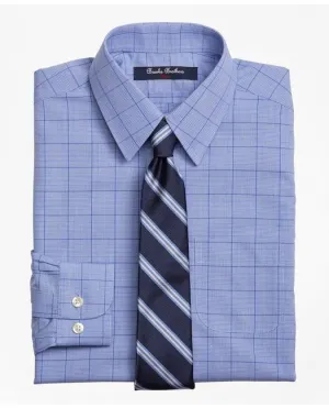 Brooks Brothers Boys Non-Iron Supima Cotton Broadcloth Plaid Dress Shirt Blue